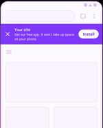 Mockup view of web app install banner at top of window Mockup view of web app install banner at top of window