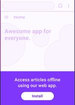 Mockup view of web app install banner across webpage Mockup view of web app install banner across webpage