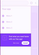 Mockup view of web app install banner in sidebar Mockup view of web app install banner in sidebar