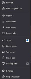 Mockup view of web app install banner in app menu Mockup view of web app install banner in app menu